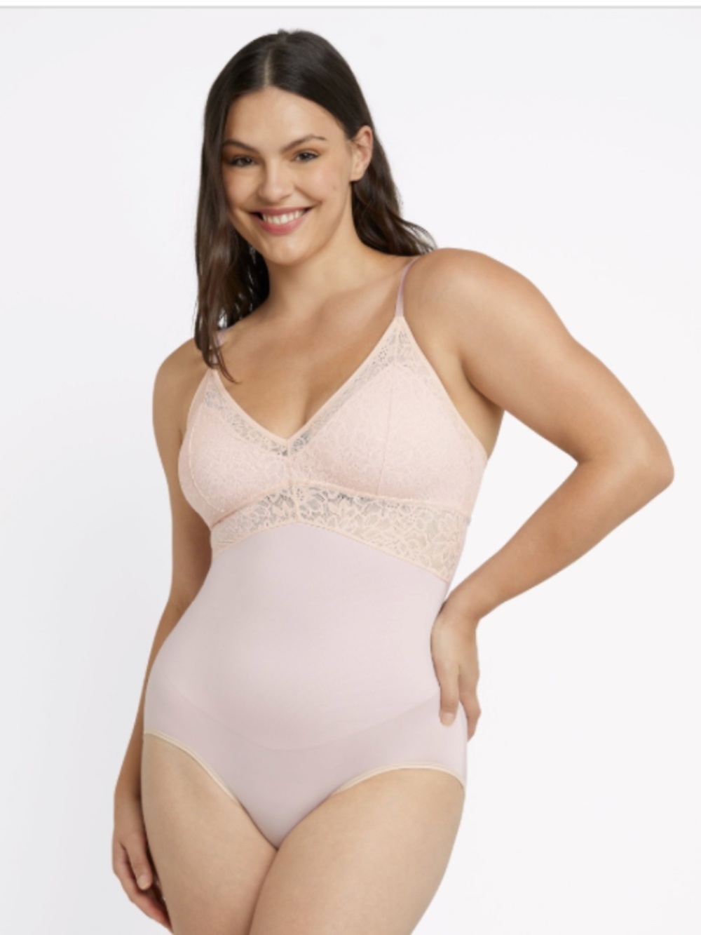 Womens Tame Your Tummy Lace Bodysuit in sandshell lace small   NWT